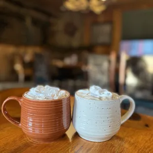 Peppermint mocha and hazelnut mocha