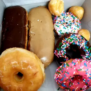 a variety of donuts in a box