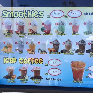 Smoothies and iced coffees.