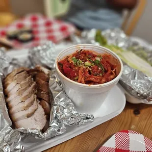 a plate of food on a table