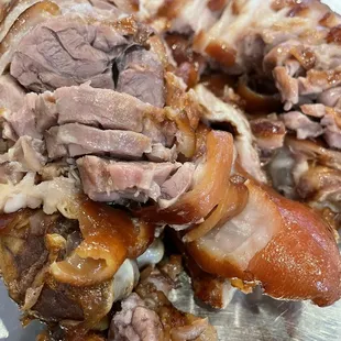 a close up of a piece of meat