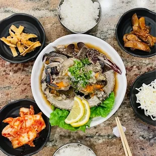 #30 Soy Sauce Marinated Raw Crab + Banchan (Complimentary Side Dishes)