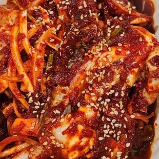 Spicy marinaded raw crab