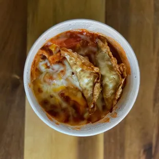 Spicy Stir-Fried Rice Cake (Ddukbokki): good balance of sweet and savory flavors. Asked for extra spicy but was more of a mild/med
