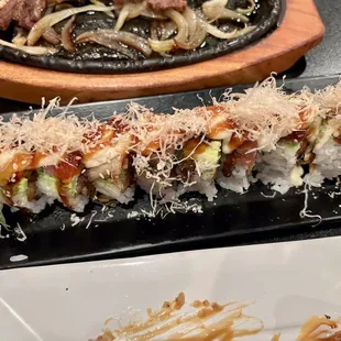 a closeup of the sushi