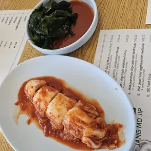 two plates of food on a table