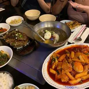 tteokbokki, mul naengmyeon, galbi