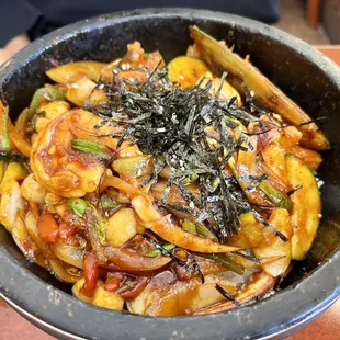 Seafood dol sot bibimbap