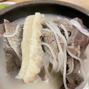 Tripe, sliced beef plus spleen in the very hearty soup