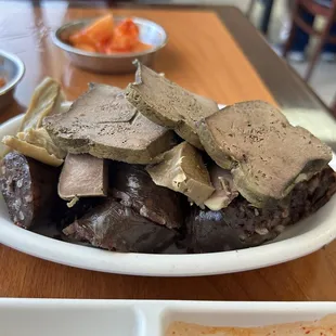 Soondae Gopchang Junsik -- sausage and pork cheek plate with Soondae Guk (not pictured).