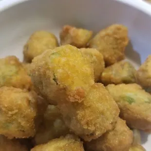 Home breaded fried okra.  Hot from the kitchen!