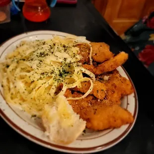 Pane Chicken with Fettuccine.