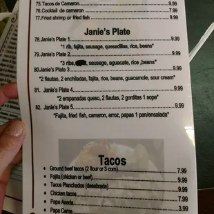 menu