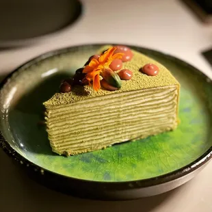 Matcha mille feuille is a must order for dessert even though everyone goes for the mountain of bingsu.
