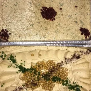 Hummus and Baba Ghanosh (Roasted Eggplant.)