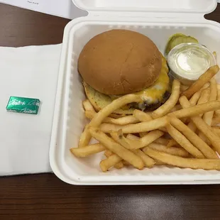 Cheeseburger and fries