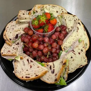 Part of our Catering Line
Turkey Sands on Cranberry Wild Rice Bread with Fresh Fruit