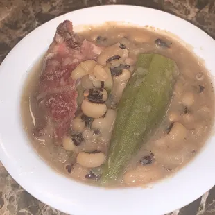 Homemade black Eye Peas With okra