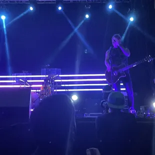 a band performing on stage