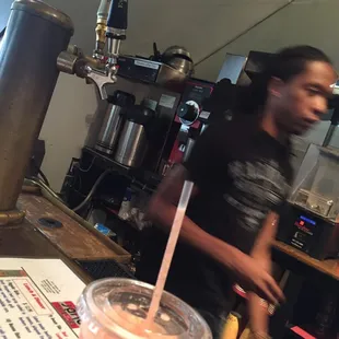 Barista here makes awesome coffee and frozen drinks