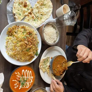 Chicken biryani, Indian Tea / Chai, Butter Chicken&amp; Goat Curry