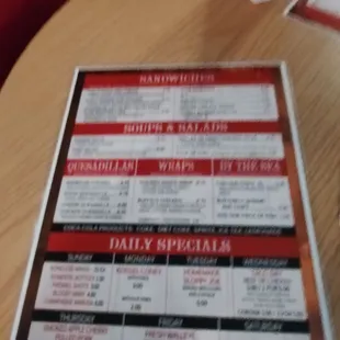 the menu