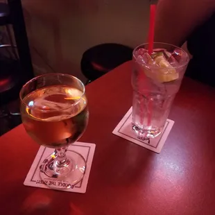 two drinks on a table