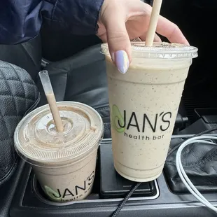 Chunky monkey (left) and peanut butter banana date (right)