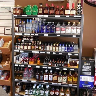 shelves of liquor