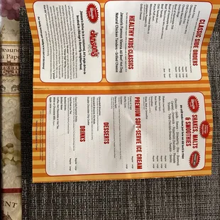 a menu for a restaurant