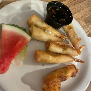 Wonton Wrapped Shrimp - they had a great filling in the wrap with the shrimp but it wasn't described on the menu.  Really good sauce.