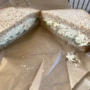 Chicken salad sandwich on wheat