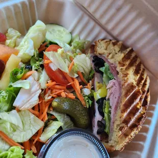 Italian panini, salad, and fruit!