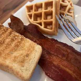 kid's malted waffle with bacon