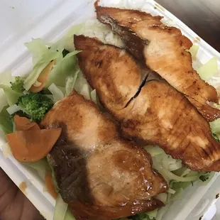 Salmon Teriyaki w/ White Rice and Vegetables