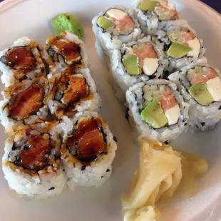 L: sweet potato roll R: Philadelphia roll