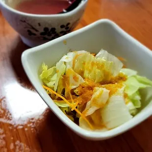Salad and miso soup