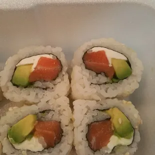 Huge hunks of fish! Philly with fresh salmon. And Alaska with fresh salmon. (Philly is smoked salmon on the menu)