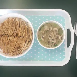 spicy teriyaki chicken and miso soup. fantastic!