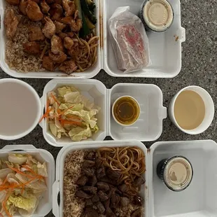 a variety of takeout food items