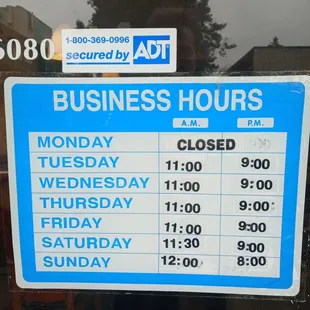 BusIness hours