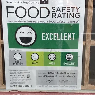 The best food safety rating you can get!