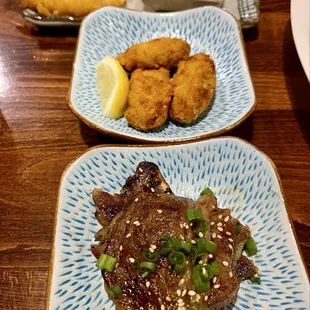 Japanese short ribs, fried oyster, shrimp tempura