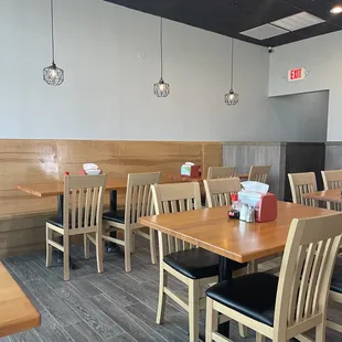 Pic of the seating areas and seating in the restaurant.