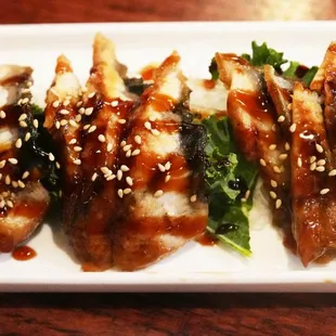 High quality UNAGI (freshwater eel) SASHIMI - our favorite on the Sashimi Menu!