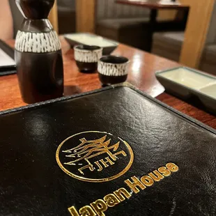 a table with a menu on it