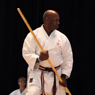 Renshi Jon competing in kobudo