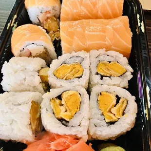 a tray of sushi
