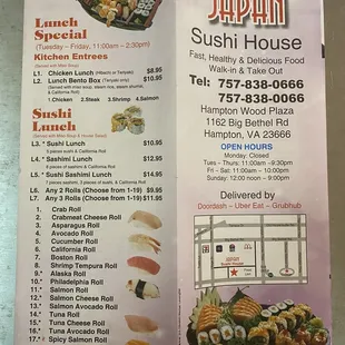 menu