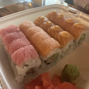 Rainbow Roll double salmon roll